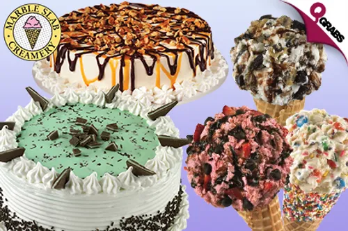 For QR14 Indulge with a Big Dipper Ice Cream Creation OR from QR82 Devour Your Choice of Premium Ice Cream Cake from Marble Slab Creamery! (Up to QR205 Value)